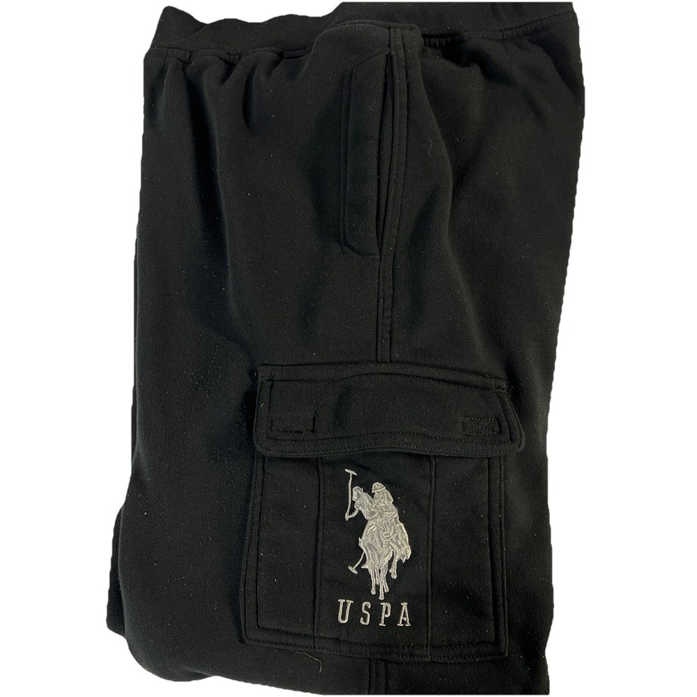 US‎ Polo Assn. Men's Black Cargo Sweatpants XL Embroidered Big Pony